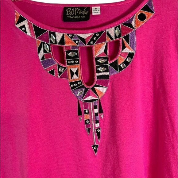 Bob Mackie's Women's Wearable Art Embroidered Cut-Out Pullover Top Size 1X** - Picture 3 of 12